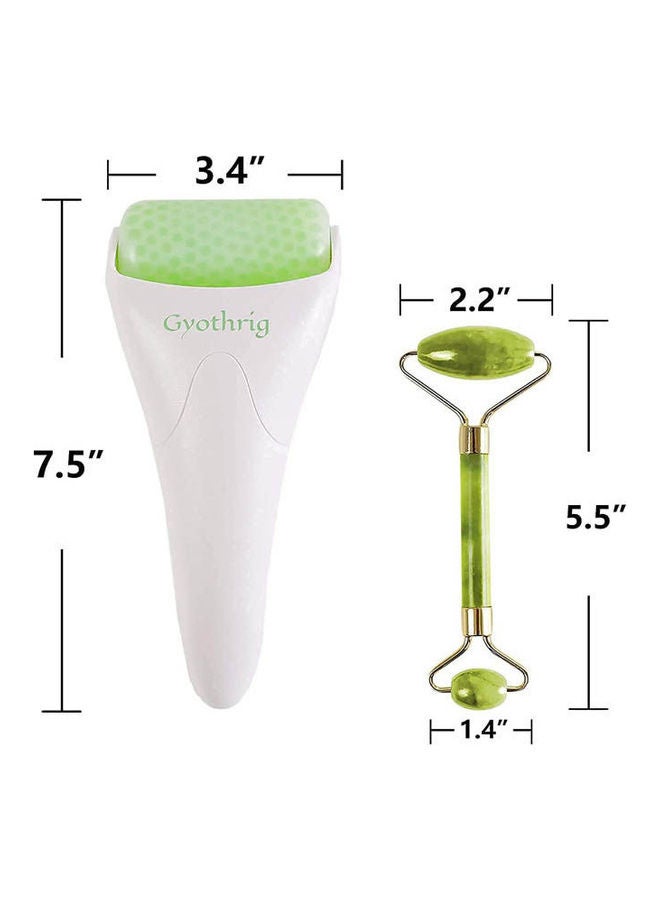 Jade Roller - And Ice Roller 2 In 1 - Eye Rollers Set For Puffiness And Migraines Green - Image 1