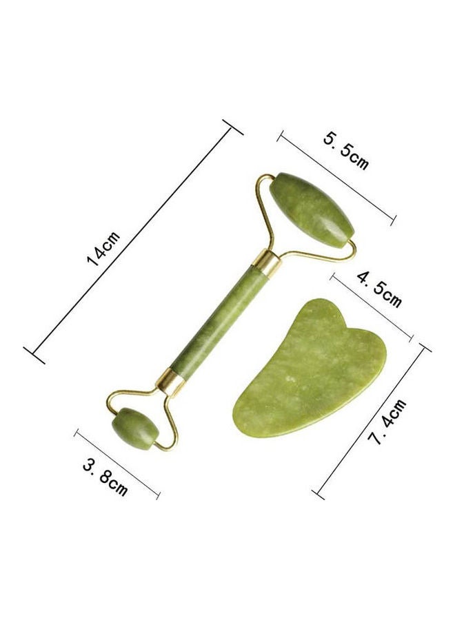 مجموعة 2 في 1 من أسطوانة اليشم وغوا شا، أسطوانة وجه من اليشم الطبيعي بنسبة 100% لتدليك الوجه وشد الوجه ومكافحة التجاعيد - Image 2