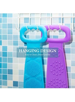 BOAO 2 Pieces Silicone Bath Body Brush Exfoliating Back Scrubber Double Side Silicone Body Back Scrubber Multicolour  - Image 3