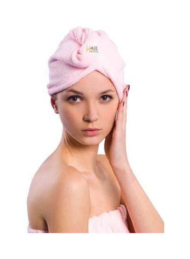 Microfiber Solid Pattern Head Towels Pink - Image 1