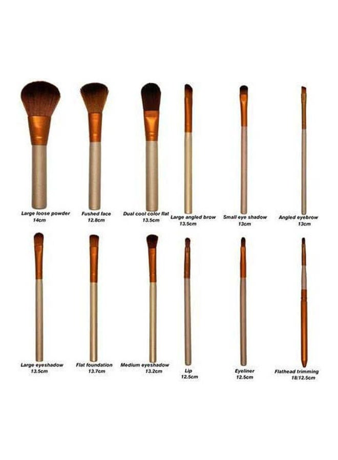 مجموعة فرش مكياج احترافية مكونة من 12 قطعة مع صناديق معدنية - Image 3