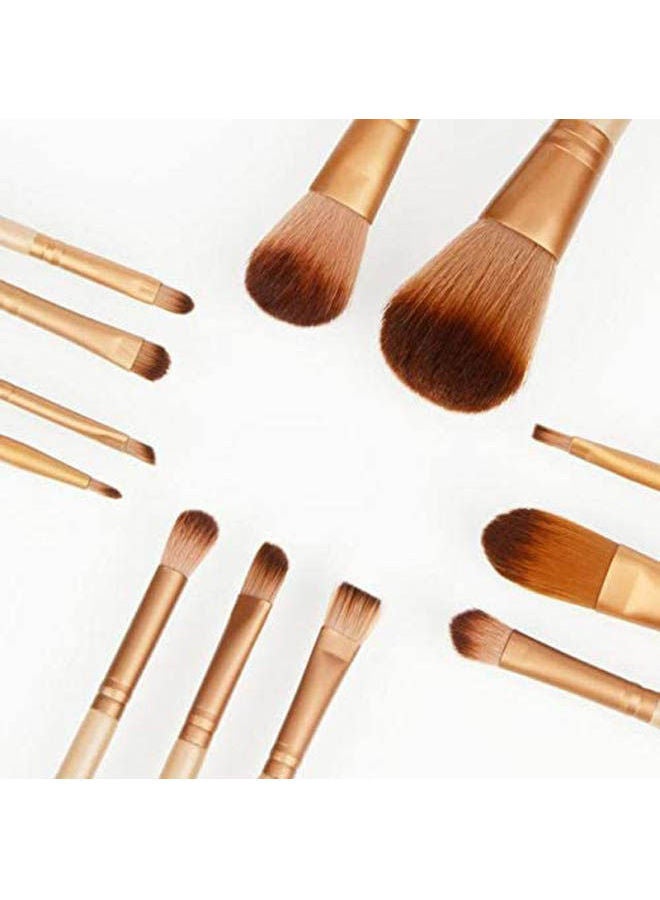 مجموعة فرش مكياج احترافية مكونة من 12 قطعة مع صناديق معدنية - Image 2