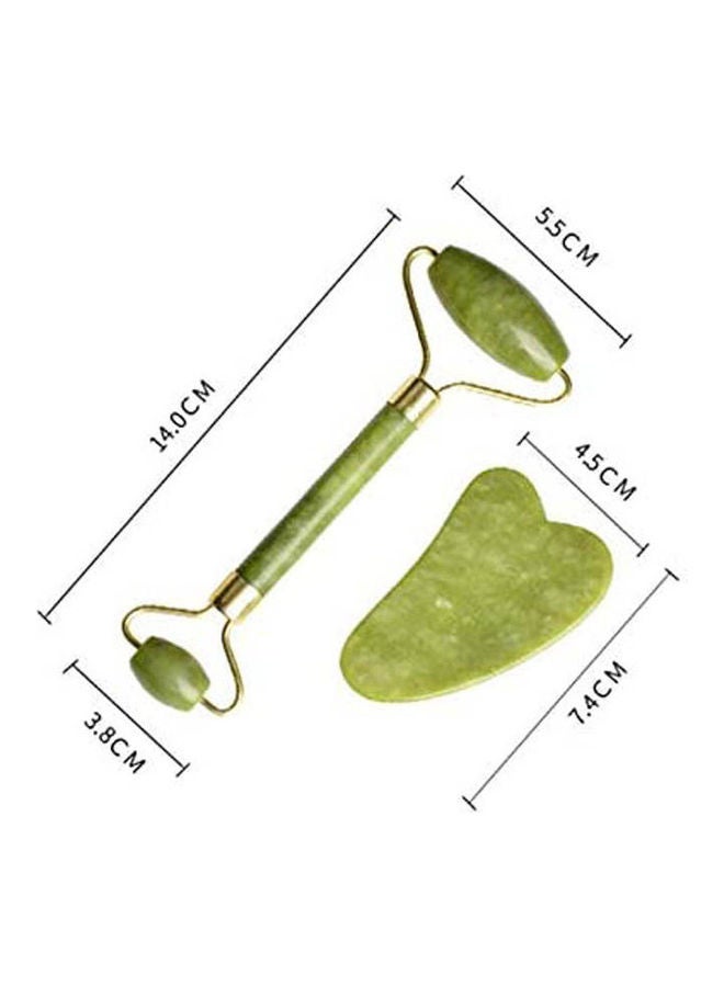 Jade Roller Sc Board SetNatural Jade Facial ToolsAnd Gua Sha Green  - Image 2