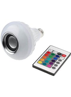 Mini Wireless BT Music LED Light Bulb Audio Speaker Lamp E26 with Remote Control White