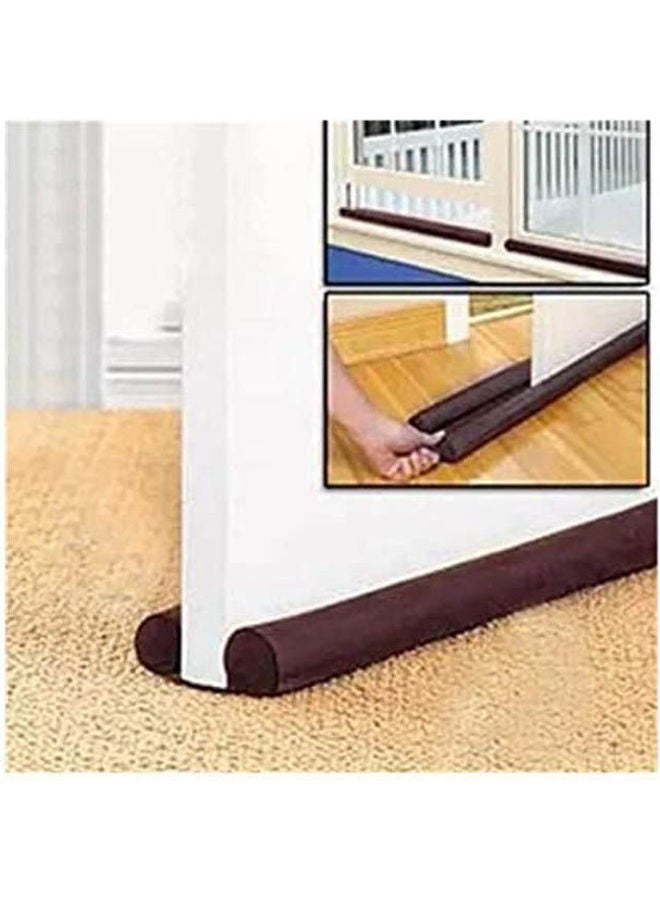 2 Pcs Twin Door Draft Dodger Guard Stopper Energy Save Window Protector Doorstop Brown  - Image 2