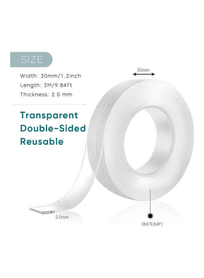 1Pcs Sticky Tape Washable Adhesive 9.84Fttape ReusableWear-Resistant Tape Nano Tape Double Sided Tape For Paste Photos Home Office School Clear 3meter - Image 2