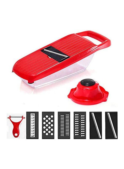 Multifunction Vegetable Cutter Slicer Dicer Kitchen Potato Chipper Peeler 6 in 1 Chopper Blade Set Red