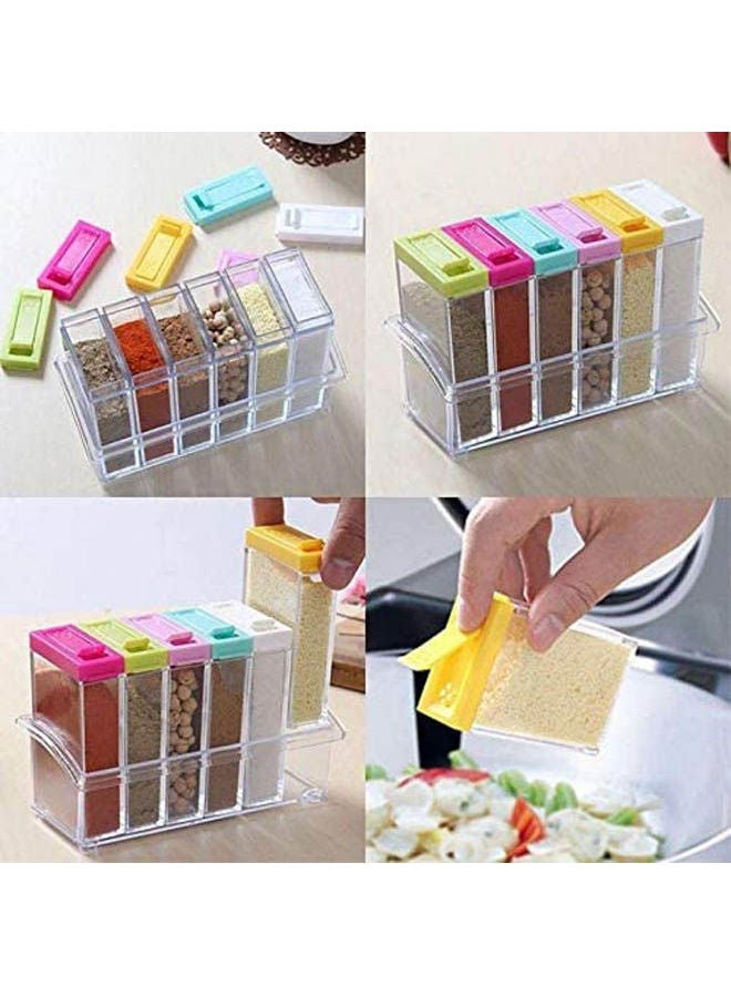 Kitchen Seasoning Spice Storage Box Jar Containers 6Psc Multicolour 17cm - Image 2