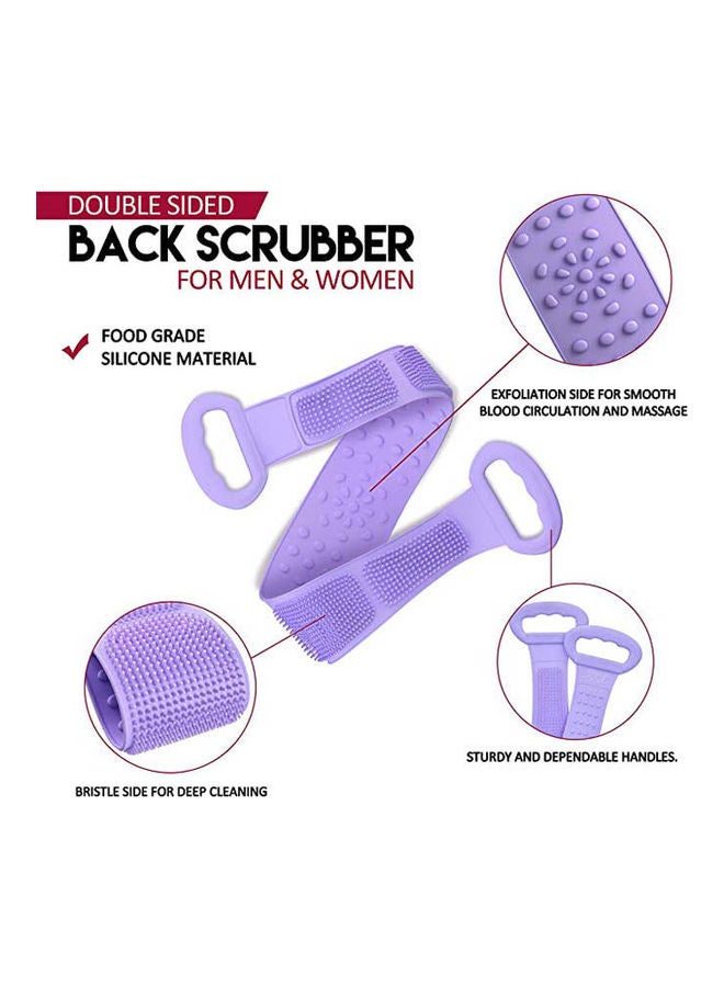 Silicone Back Scrubber For Shower Exfoliating Body Scrubber Belt Double Side Purple 80cm
