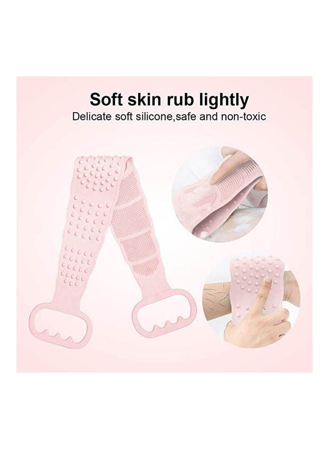 Bath Body Brush Strap Silicone Back Scrubber Light Pink 27x4.33inch - Image 2