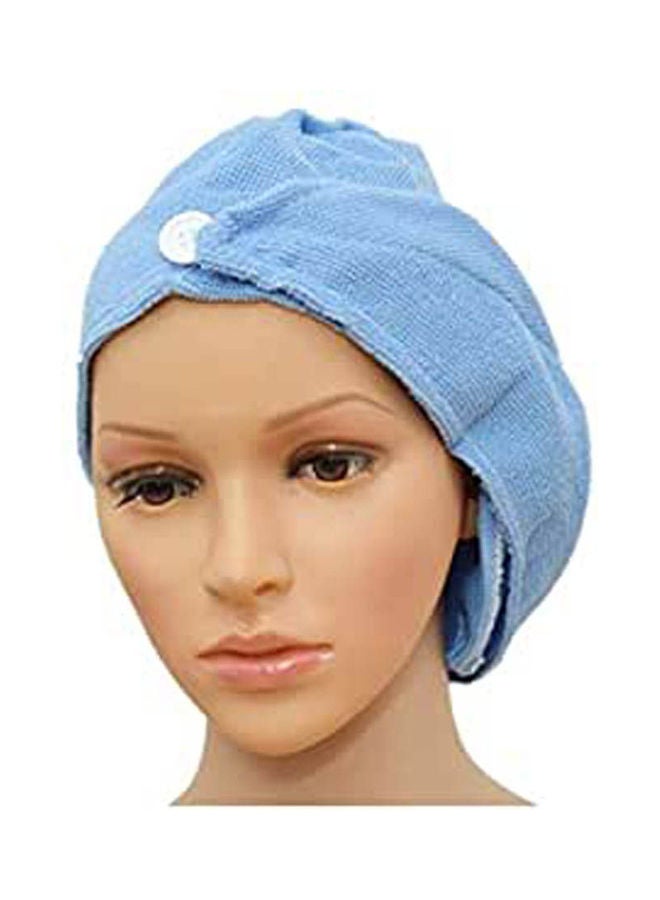 2Pcs Magic Microfiber Bath Towel Hair Dry Hat Cap Quick Drying Blue  - Image 1