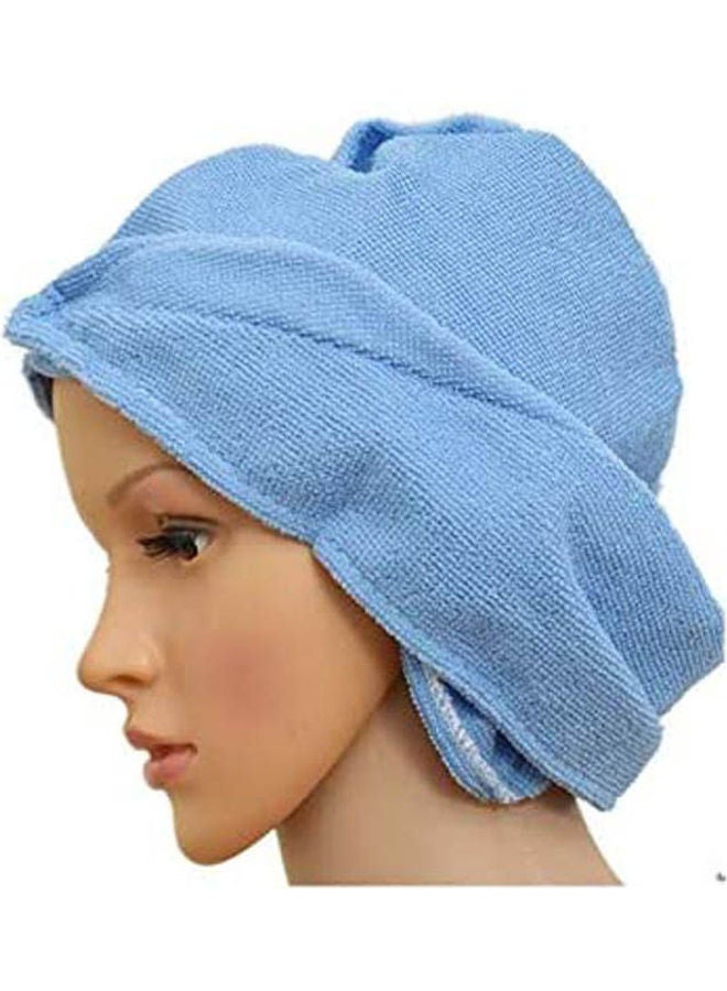 2Pcs Magic Microfiber Bath Towel Hair Dry Hat Cap Quick Drying Blue  - Image 2
