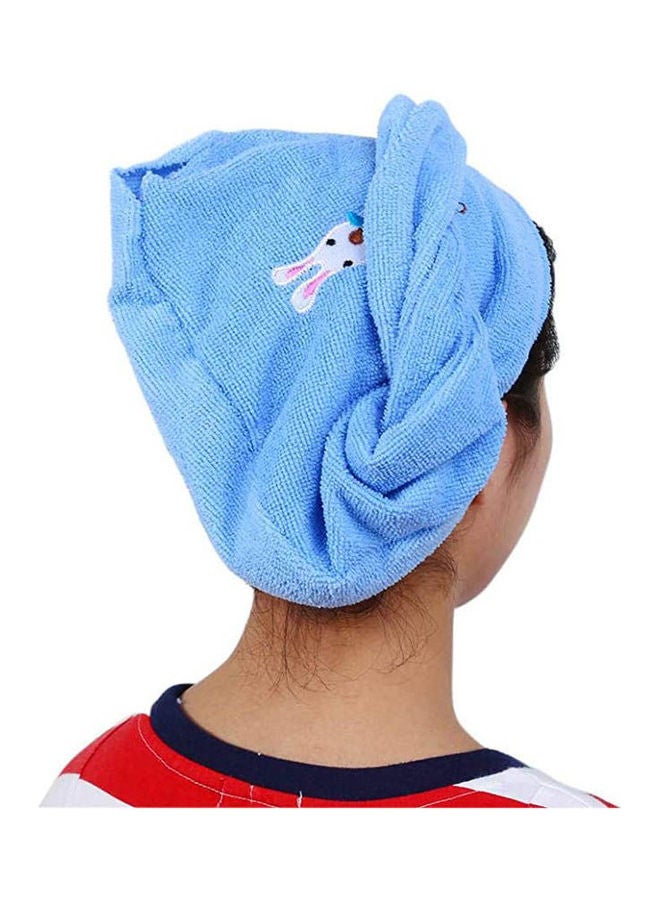 Microfiber Fabric Bath Towel Hair Dry Hat Blue - Image 2
