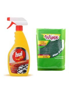 HUI Kitchen Degreaser +Wipex Heave Duty Sponge Multicolour 500ml 