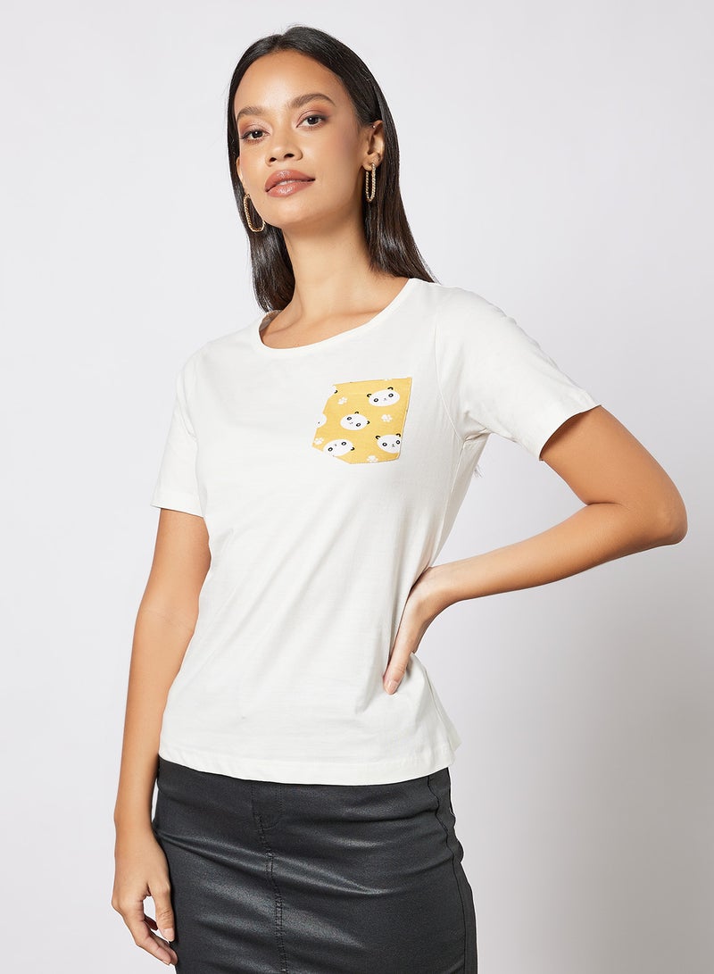 Miss Chase - Wannabe Like Printed Pocket T-Shirt White - Image 1