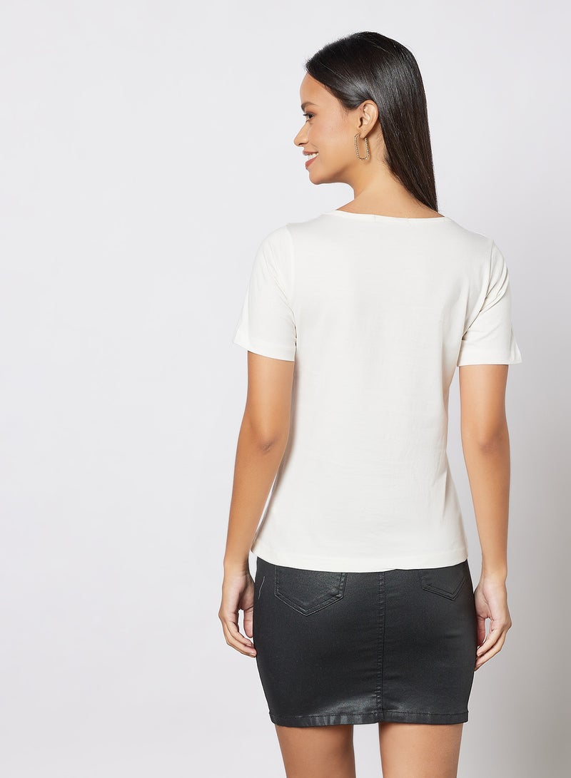 Miss Chase - Wannabe Like Printed Pocket T-Shirt White - Image 1