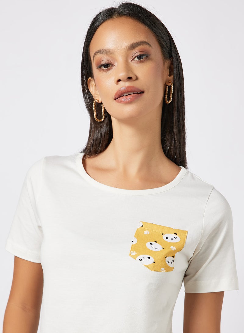 Miss Chase - Wannabe Like Printed Pocket T-Shirt White - Image 1