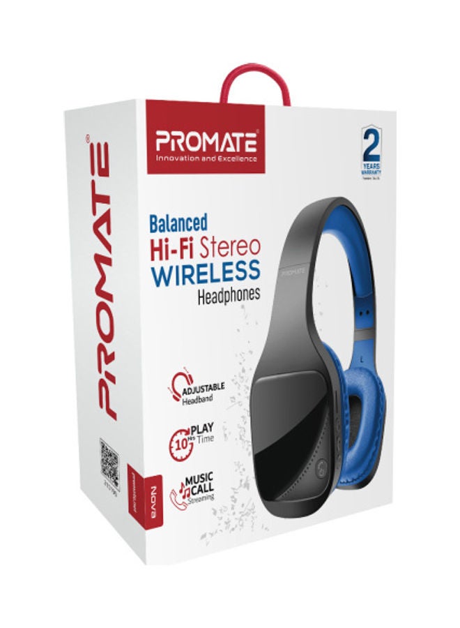 PROMATE - Bluetooth Headphones,On-Ear Wired/Wireless Noise Isolation Headset with 3.5mm Audio Jack,FM Radio,Built-In Mic, MicroSD Card Slot and On-Board Control for Smartphone,Tablet,Laptop Nova Blue Black - Image 1