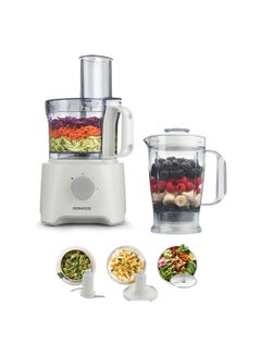 Food Processor Multi-Functional With Reversible Stainless Steel Disk, Blender, Whisk With Bowl Capacity 2.1L, 1.2 L 800.0 W FDP301WH White - v1647848712/N18169113A_2