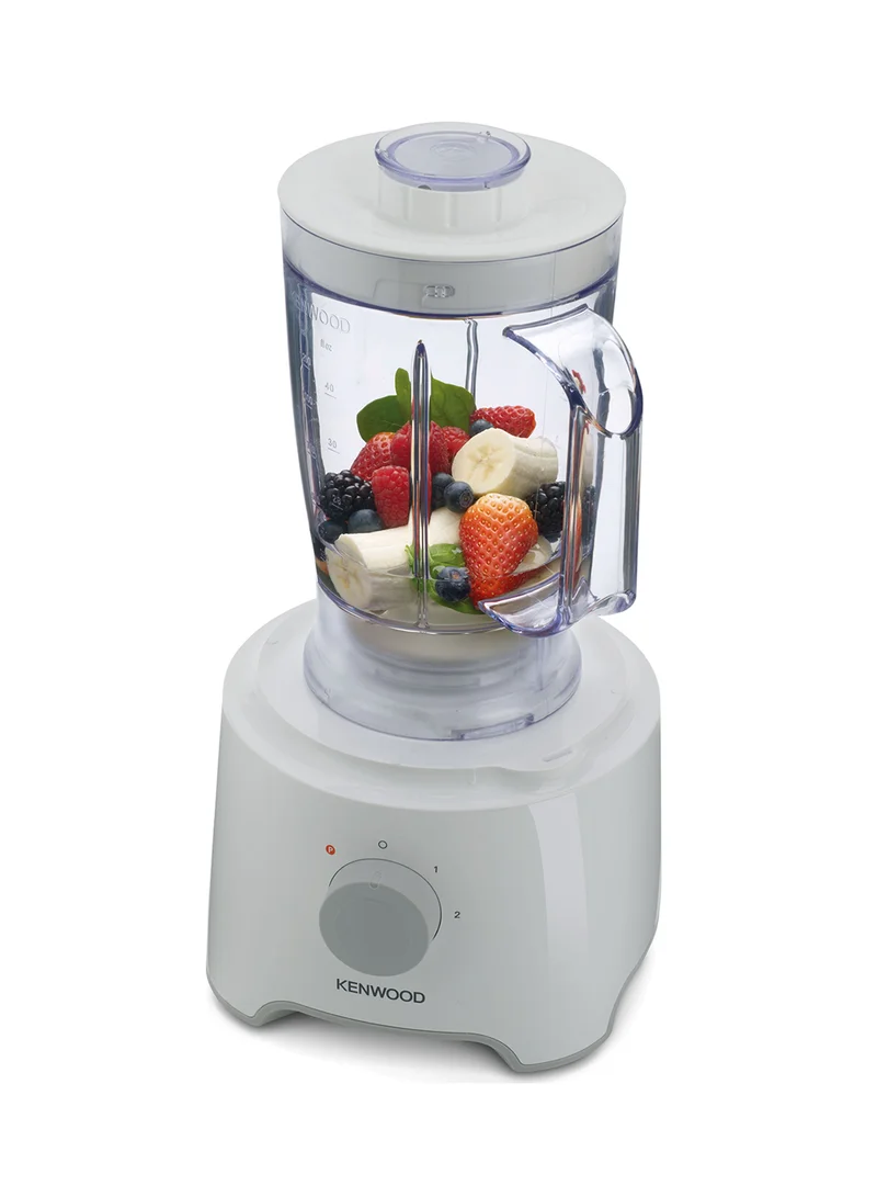 KENWOOD Food Processor Multi-Functional With Reversible Stainless Steel Disk, Blender, Whisk With Bowl Capacity 2.1L, 1.2 L 800.0 W FDP301WH White