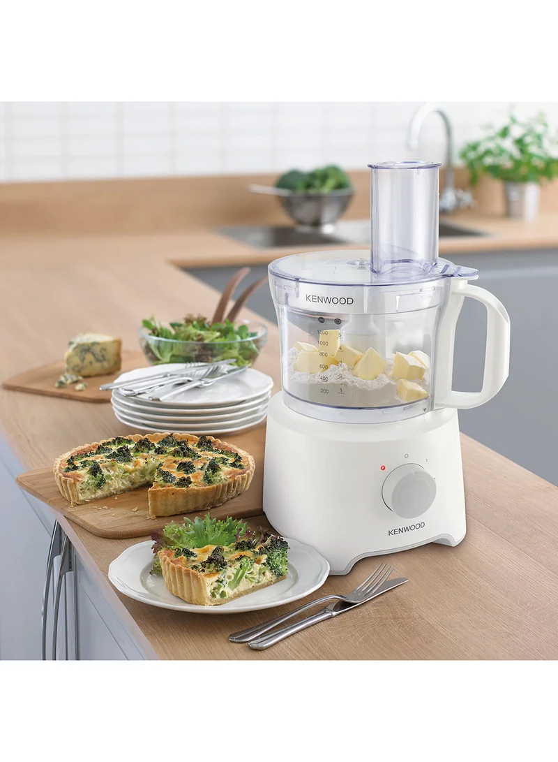 KENWOOD Food Processor Multi-Functional With Reversible Stainless Steel Disk, Blender, Whisk With Bowl Capacity 2.1L, 1.2 L 800.0 W FDP301WH White
