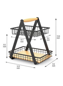 2 Tier Fruit Basket Baesan Large Countertop Fruit Bowl Bread Basket Vegetable Holder For Kitchen Storage Black - v1647851524/N52944096A_2