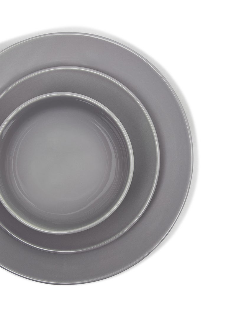 16-Piece Stoneware Dinner Set Plates, Bowls, Mugs, Serves 4 Medium Grey