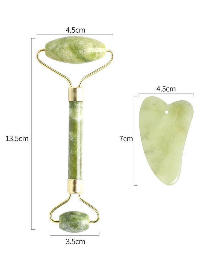 2 Pieces Jade Roller And Gua Sha Sc Massage Tools Green - Image 2