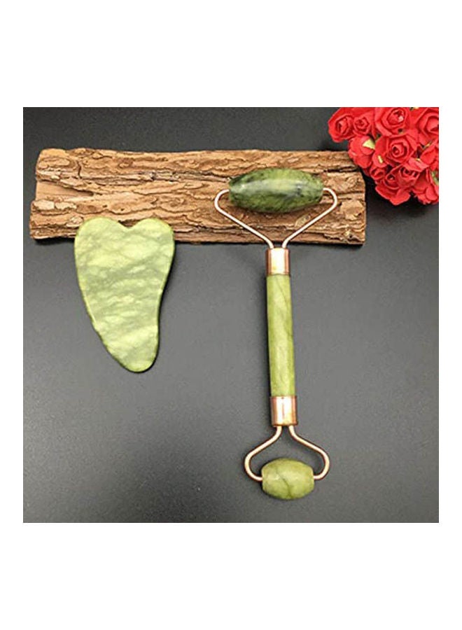 2 In 1 Jade Roller And Gua Sha Set 100% All-Natural Jade Facial Roller For Facial Massage, Face Lift, Anti-Wrinkles By Green - Image 2