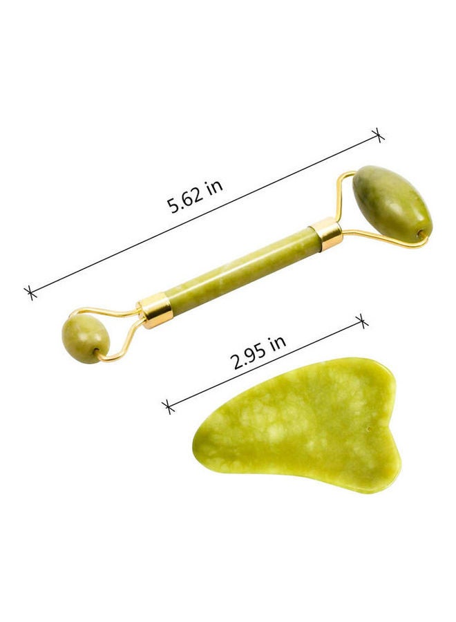 2 In 1 Jade Roller And Gua Sha Set 100% All-Natural Jade Facial Roller For Facial Massage, Face Lift, Anti-Wrinkles By Green - Image 3