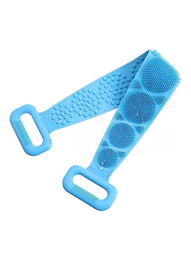 Back Scrubber Silicone Soft Loofah Bath Towel Bath Belt Blue  - Image 1