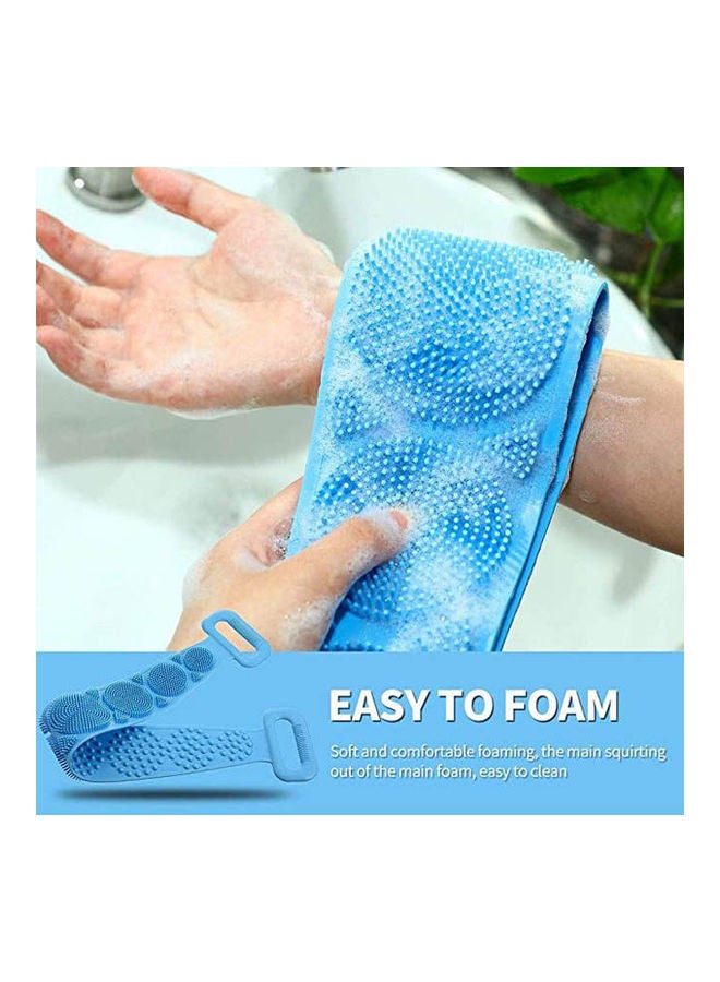 Back Scrubber Silicone Soft Loofah Bath Towel Bath Belt Blue  - Image 2