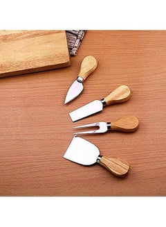 Generic Knife Set For All Kinds Of Cheese - 4 Pieces Of Stainless Steel With Wood Hand Multicolour 