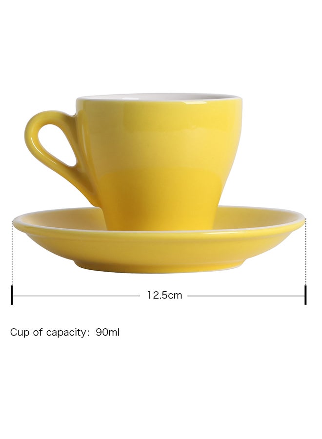 Sharpdo Glazed Coffee Cup & Saucer Set Yellow 90ml - Image 3