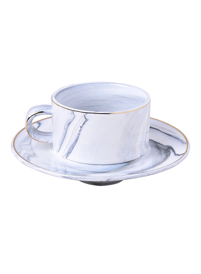 Sharpdo Marble  Coffee Cup & Saucer Set White 220ml - Image 1