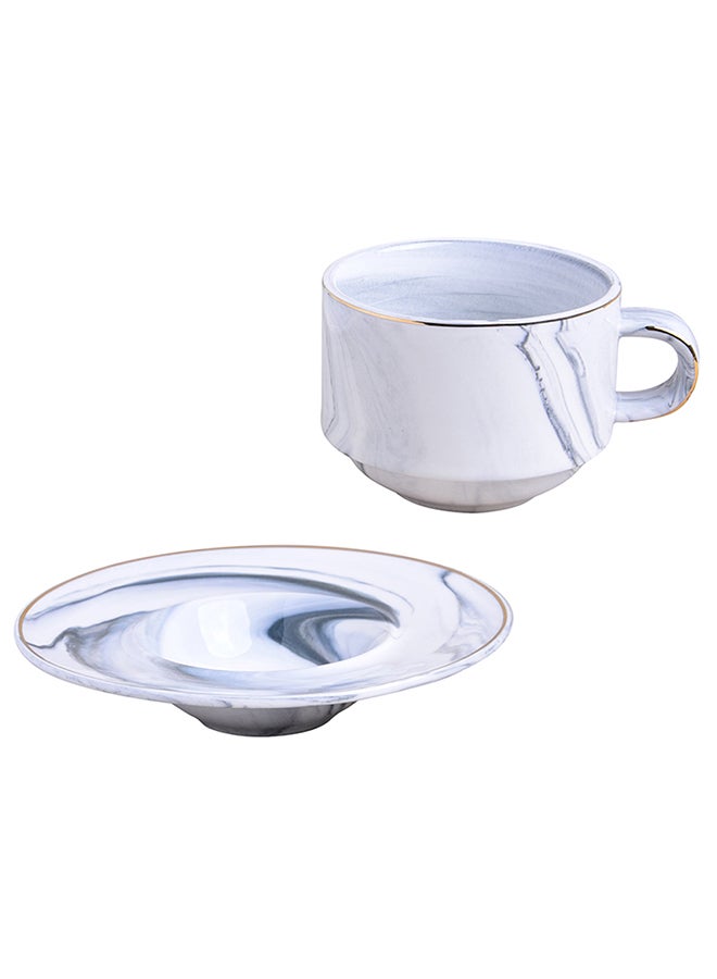 Sharpdo Marble  Coffee Cup & Saucer Set White 220ml - Image 3
