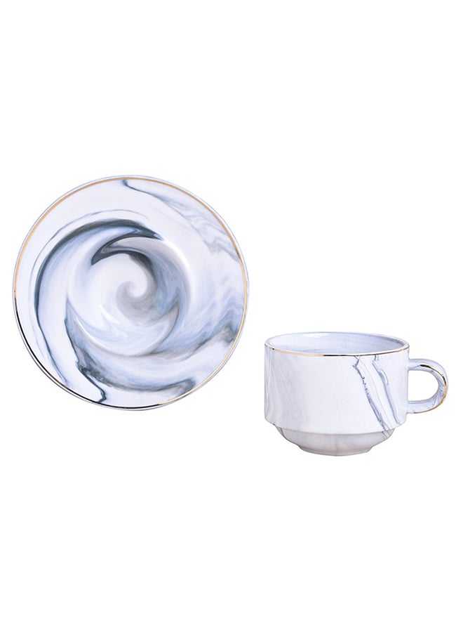 Sharpdo Marble  Coffee Cup & Saucer Set White 220ml - Image 4