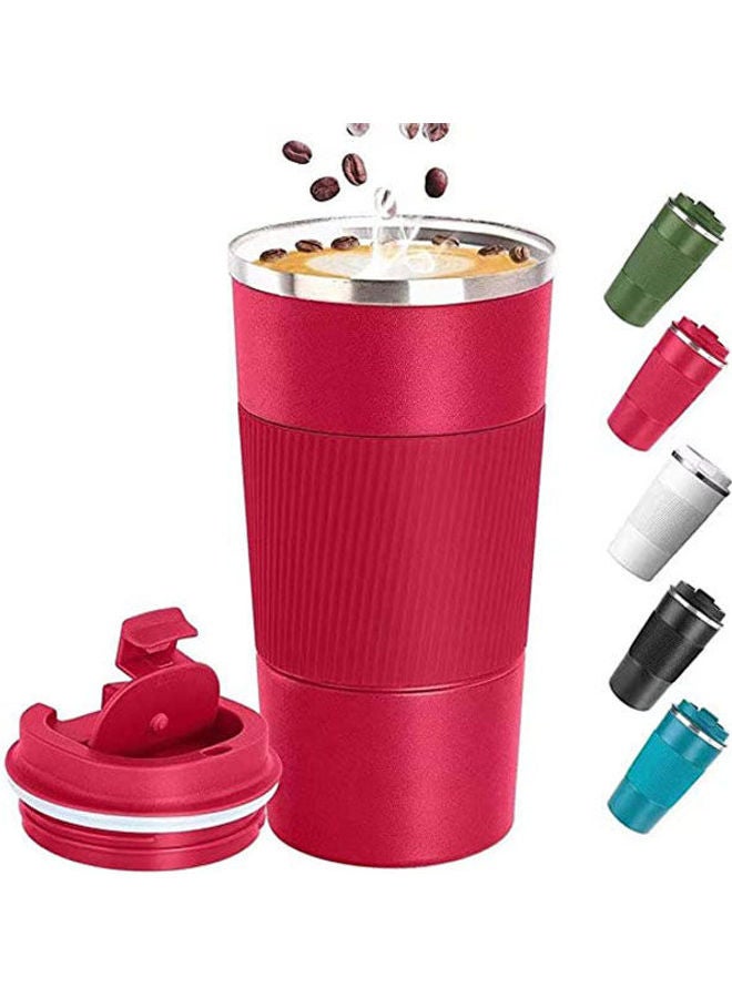 Double Walled Insulated Stainless Vacuum Coffee Travel Mug With Leakproof Flip For Keep Red 