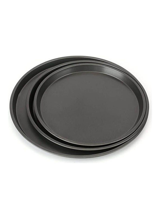 Set Of 3 Bakeware Mold Eight Inch Round Carbon Steel Pizza Pan Black 8inch - Image 1