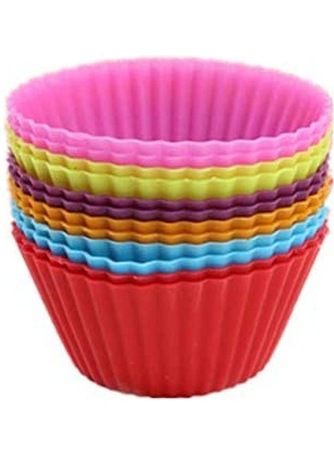 Silicone Cupcake Molds Muffin Molds Cupcake Cases (12 Round Cups) Non-Stick, Heat Resistant Up To 480 F Baking Molds, Food Grade Multicolour