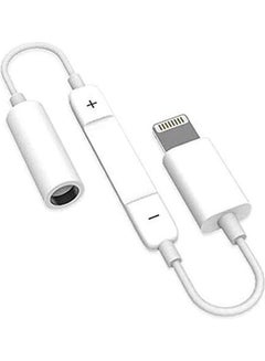 Lightning To Headphone Jack Adapter With Volume Control White