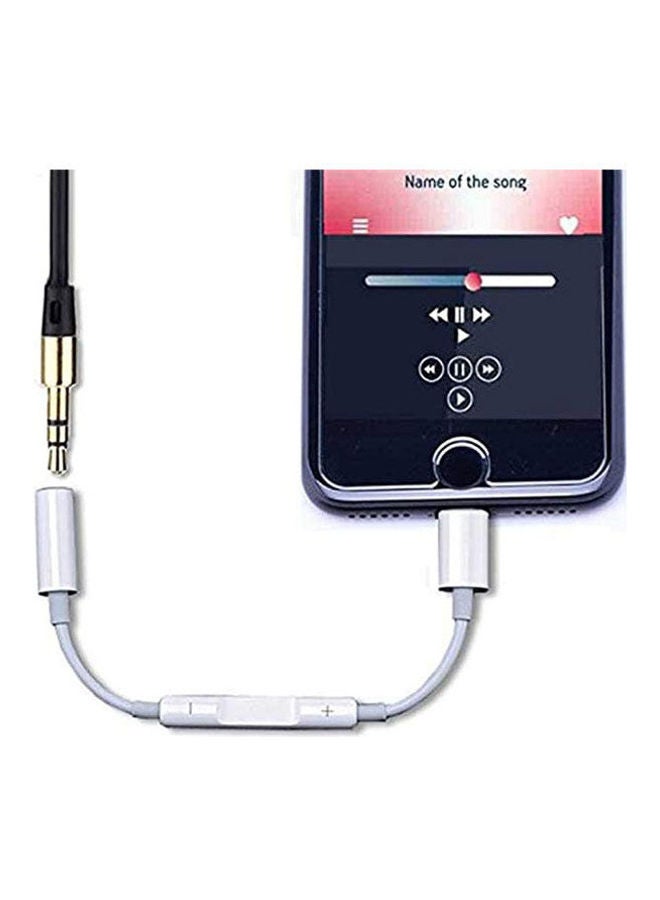 MARGOUN - Lightning To Headphone Jack Adapter With Volume Control White - Image 1