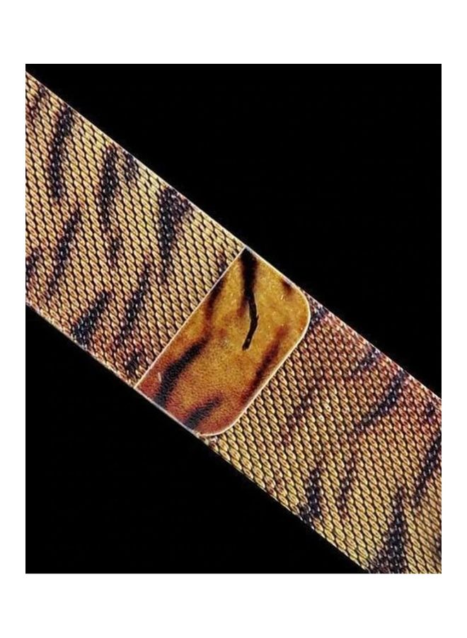 MARGOUN - Milanese Loop Stainless Steel Magnetic Replacement Mesh Band For iWatch Series 7/6/SE/5/4/3/2/1 38/40/41mm Brown Tiger Print - Image 1