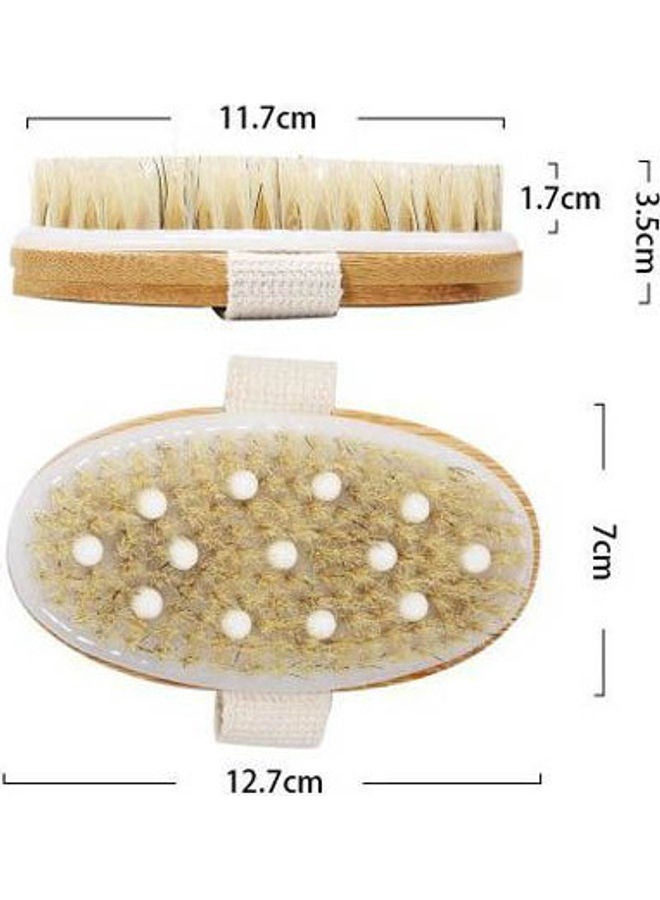 Generic 2-in-1 Dry Skin Body Brush With Natural Bristles Beige 13x7.5cm - Image 3
