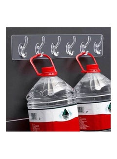 Hanger 6 Hooks Flexible Sticky Clear