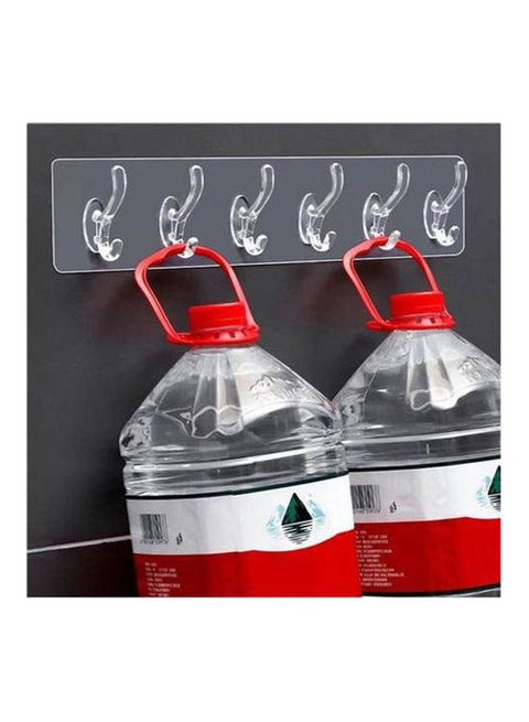 Hanger 6 Hooks Flexible Sticky Clear