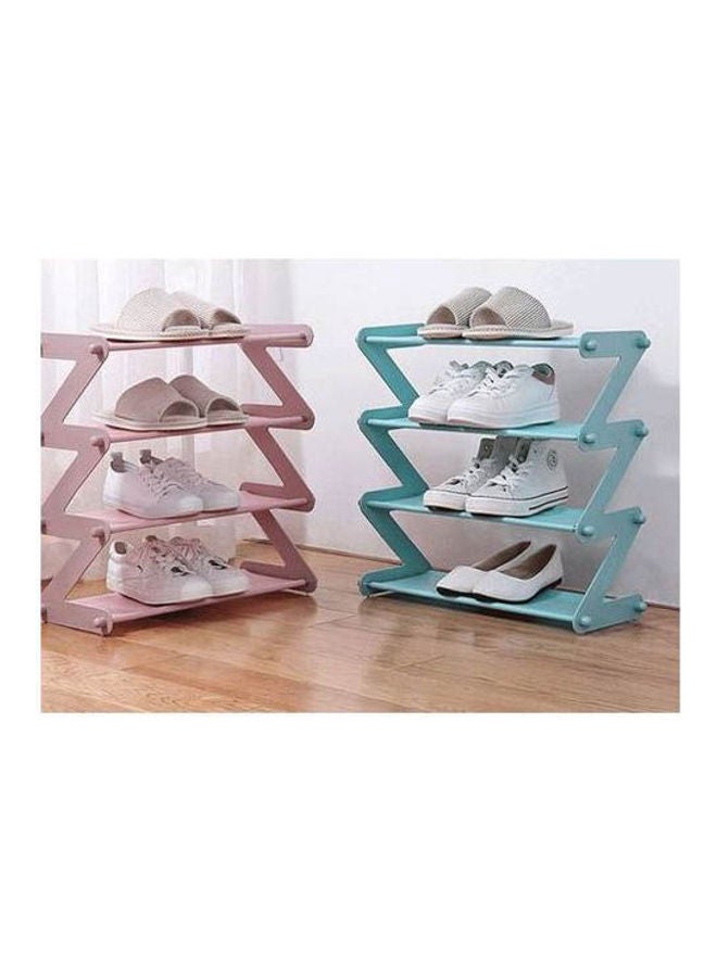 Generic 2 Pieces Metal And Plastic Zigzag Shoe Organizer - 4 Rack Blue-Pink 500grams - Image 1