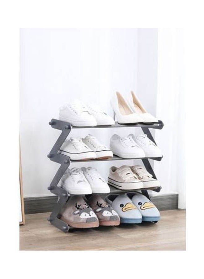 Plastic & Metal Shoe Organizer Zigzag - 4 Levels Grey - Image 1