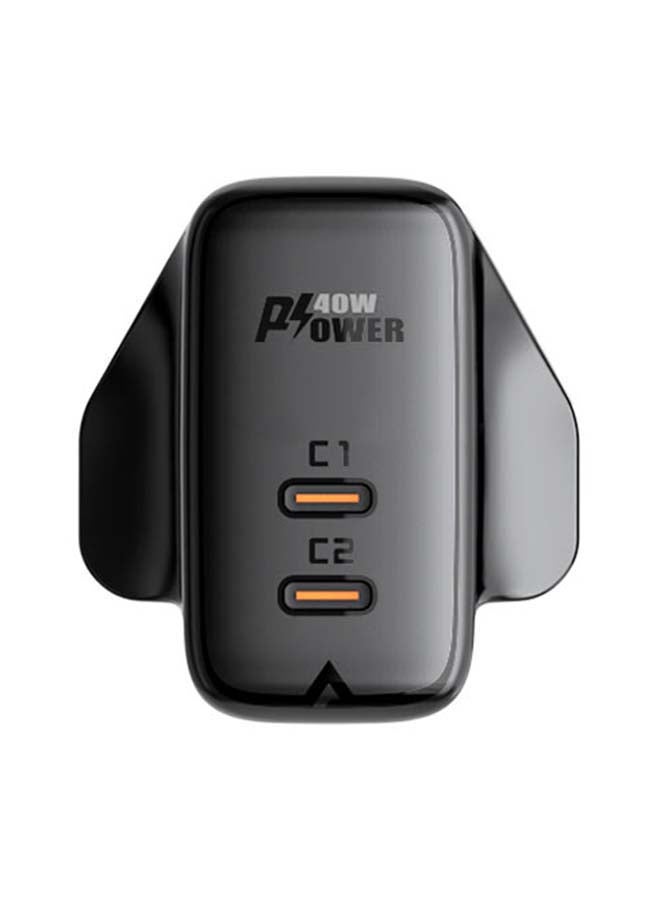 أسيفاست 40W USB-C Dual Port Fast Charger Black - Image 2
