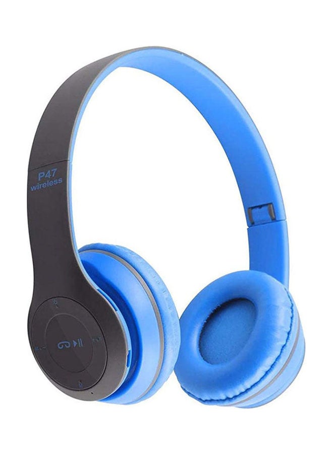 MARGOUN Wireless Foldable Adjustable On-Ear Headphone With Mic Blue - Image 1